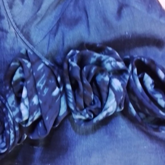 Blues Roses One Of A Kind Silk Washable Hat Large Rim That Stays Up K - Picture 10 of 16